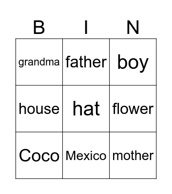 COCO MOVIE BINGO! Bingo Card