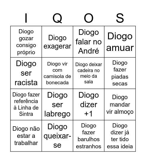 Bingo Diogo Bingo Card