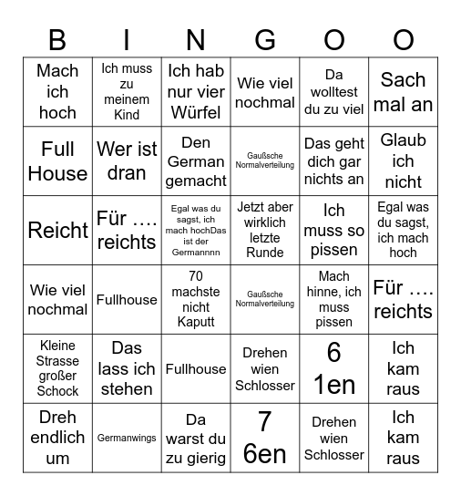 in memoriam Simpel Bingo Card