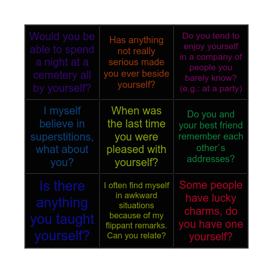 Reflexive pronouns Bingo Card