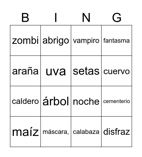 HALOWEEN Bingo Card