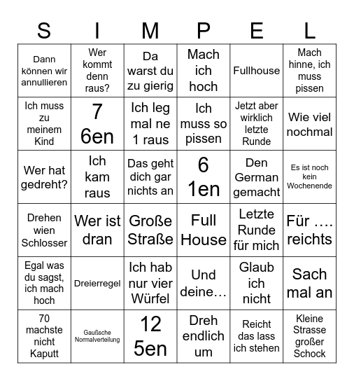 in memoriam simpel Bingo Card