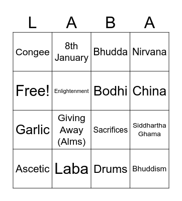 Laba Bingo Card