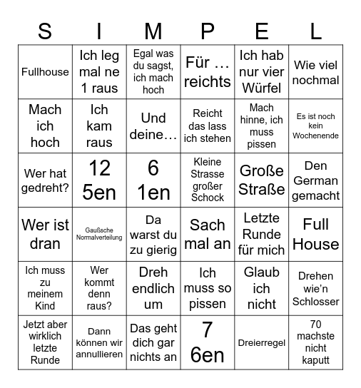 in memoriam simpel Bingo Card