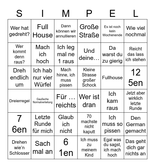 in memoriam simpel Bingo Card