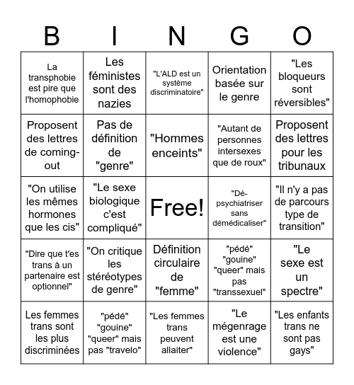 Bingo "brochure trans" Bingo Card