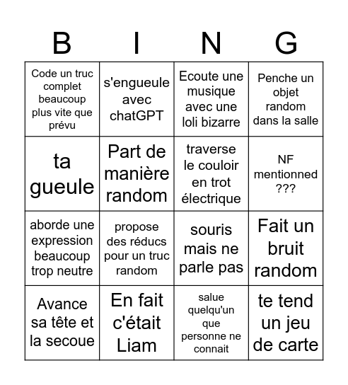 Naim's bingo Card