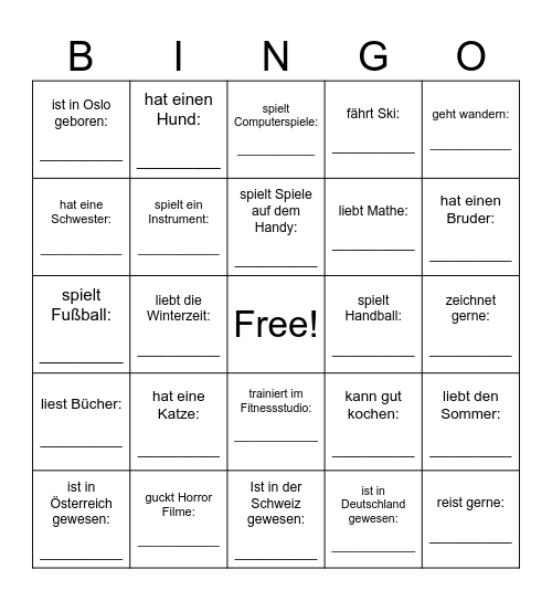 Wer bist und was machst du? Bingo Card
