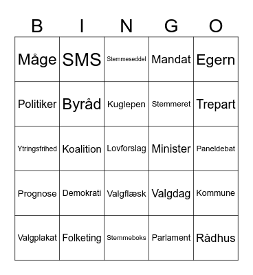 Demokrati-bingo Test Bingo Card