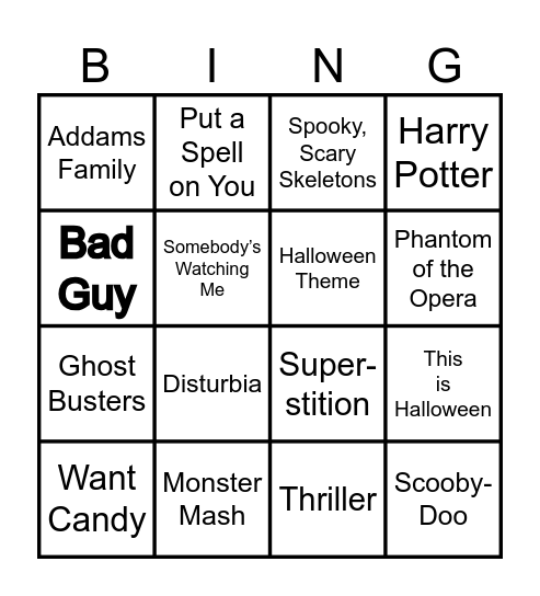 Halloween Bingo Card