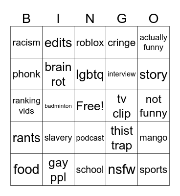 ttk Bingo Card