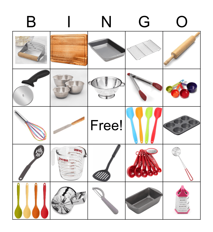 Kitchen Utensils Bingo Card