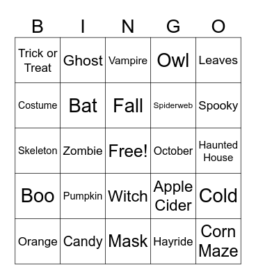 Halloween Bingo Card