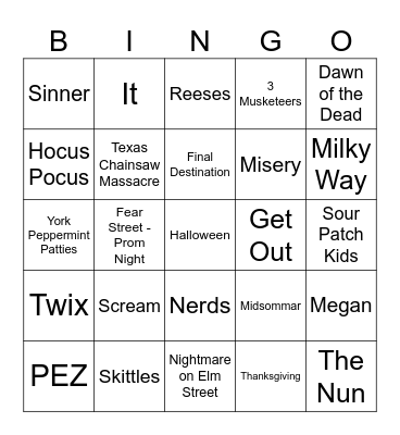 Halloween Bingo! Bingo Card
