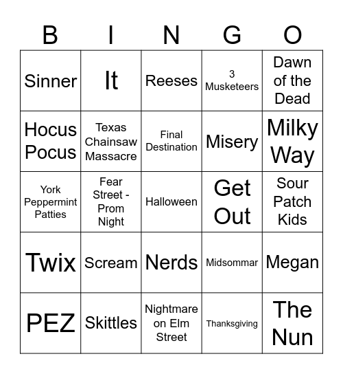 Halloween Bingo! Bingo Card