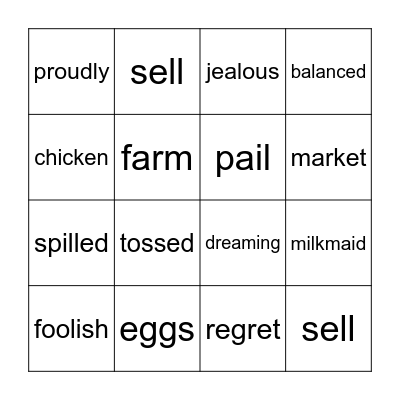 The foolish milkmaid Bingo Card