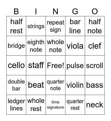 Music Bingo Card
