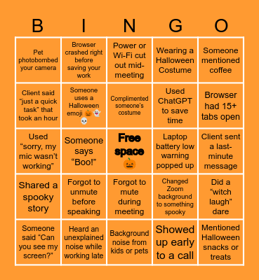 Halloween Bingo LLVA Bingo Card
