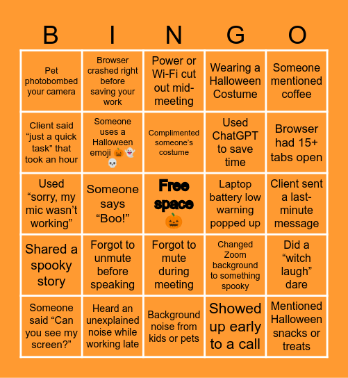 Halloween Bingo LLVA Bingo Card