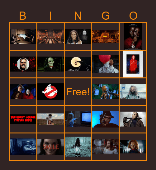 Halloween Movie Bingo Card