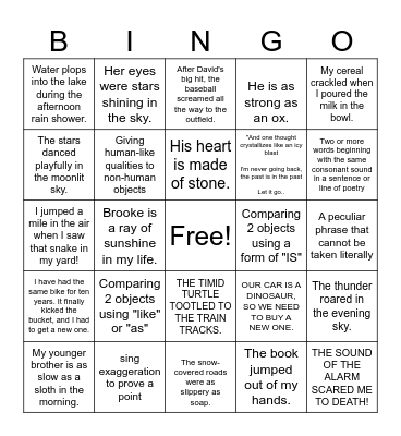 Figurative Language BINGO Card