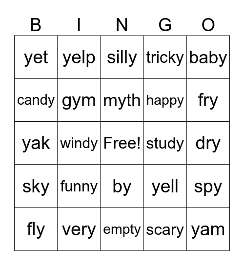 All jobs of y Bingo Card