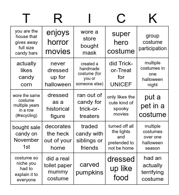 Spooky Chatty Bingo Card