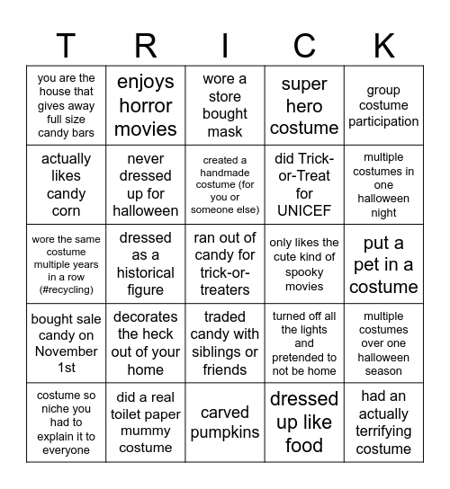 Spooky Chatty Bingo Card