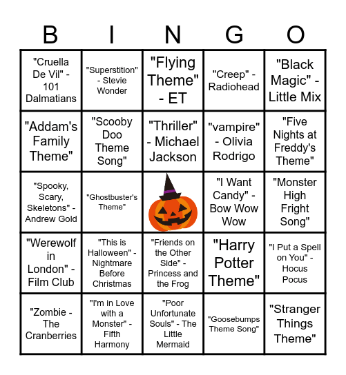 MUSICAL HALLOWEEN BINGO Card