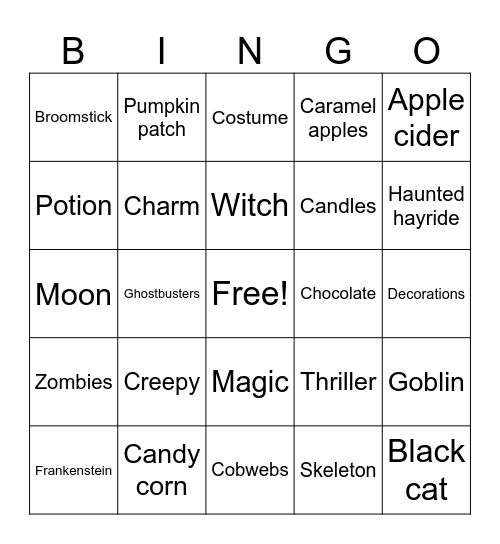 Halloween Bingo Card