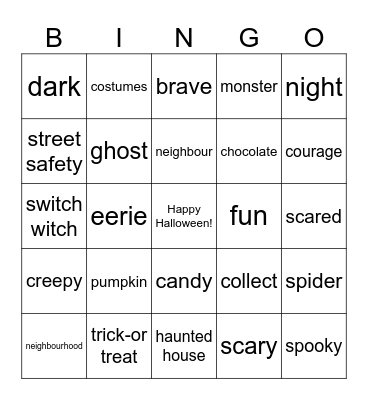 Halloween Bingo Card