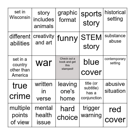Memoir Bingo Card