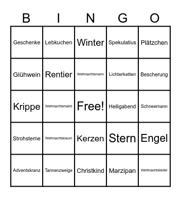Weihnachtsbingo Card