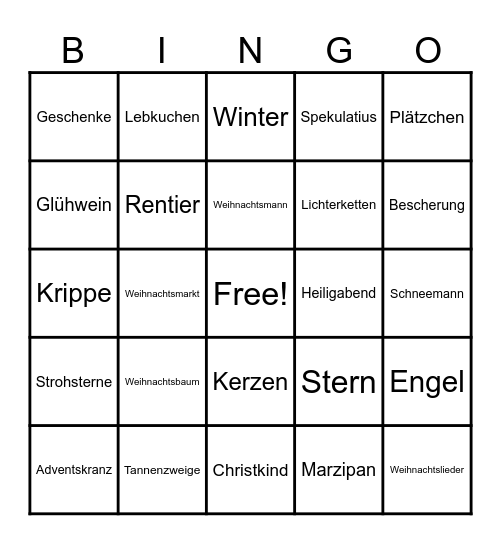 Weihnachtsbingo Card