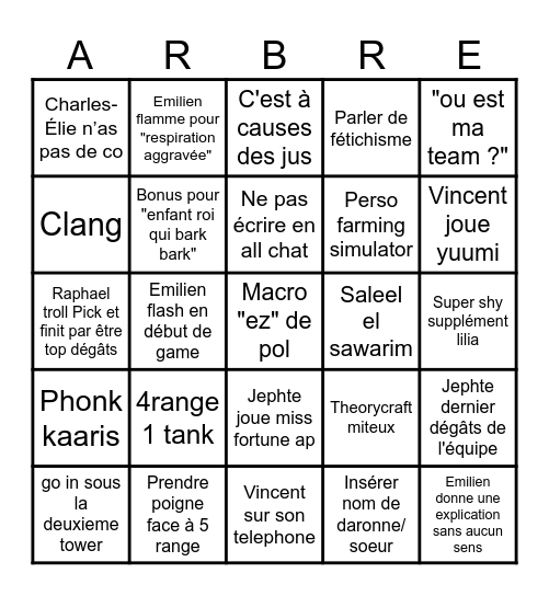 Bingo aram Bingo Card