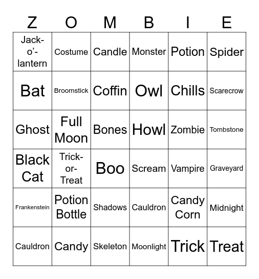 TECC HALLOWEEN BINGO Card