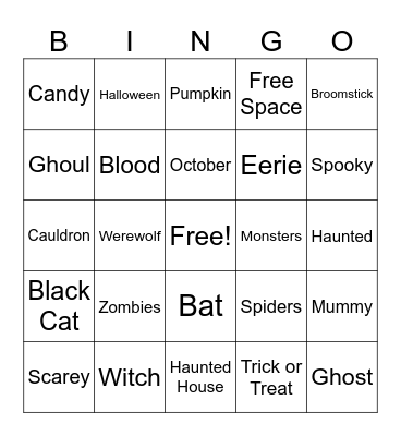 Halloween Bingo Card