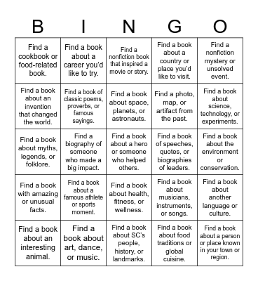Nonfiction November Scavenger Hunt Bingo Card