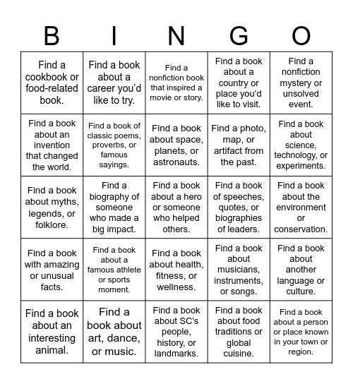 Nonfiction November Scavenger Hunt Bingo Card