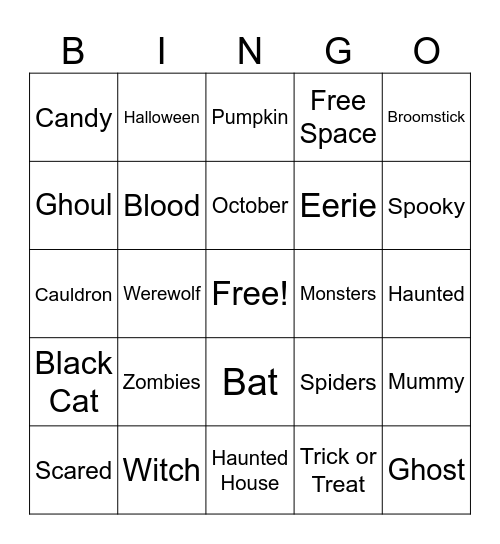 Halloween Bingo Card