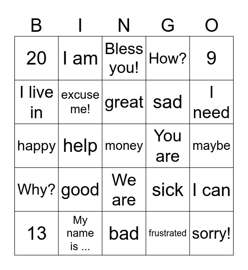 Quarter 1 - deutsch 1 Bingo Card