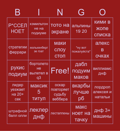 мв чемпион 2025 Bingo Card