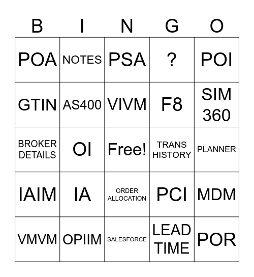 WELCOME TO MERCH Bingo Card