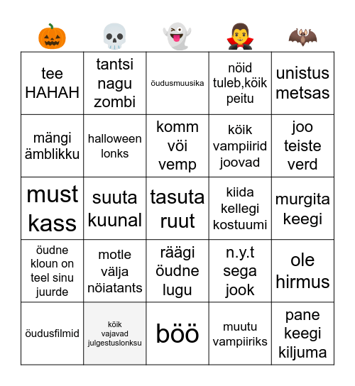 Halloween Bingo Card