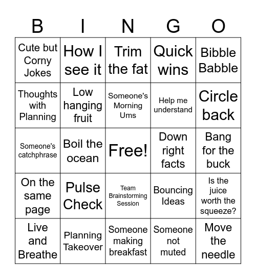 BUZZWORD BINGO Card