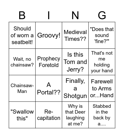 Evil Dead 2 - Bingo Card