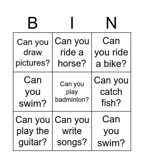 Who can do this? Bingo Card