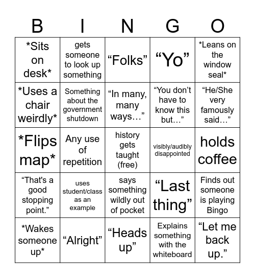 Dr. Cash Bingo Card