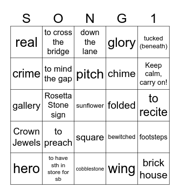 SONG REVISION Bingo Card