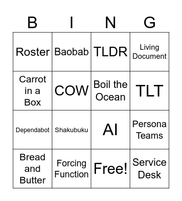TLT Bingo Card
